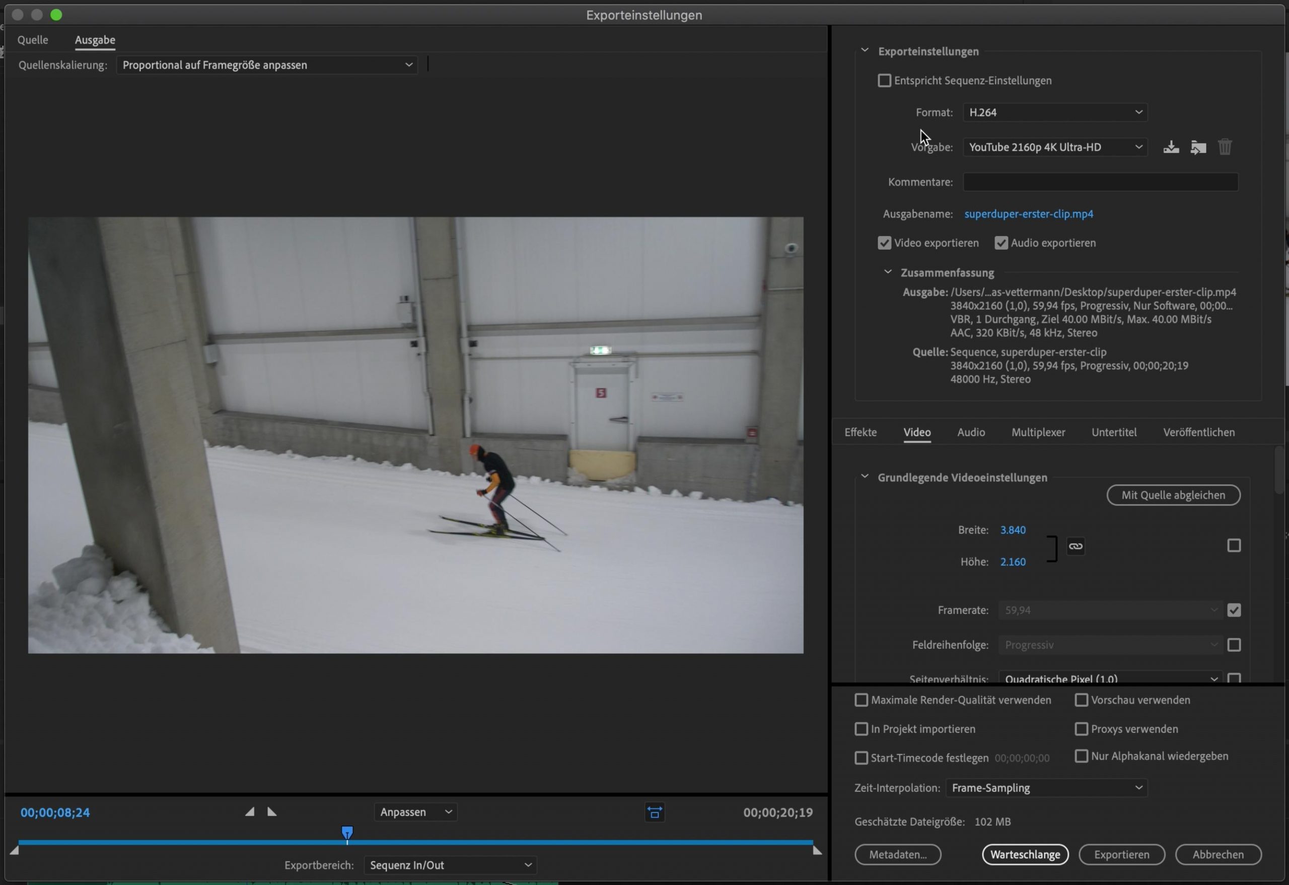 Premiere Pro Exporteinstellungen